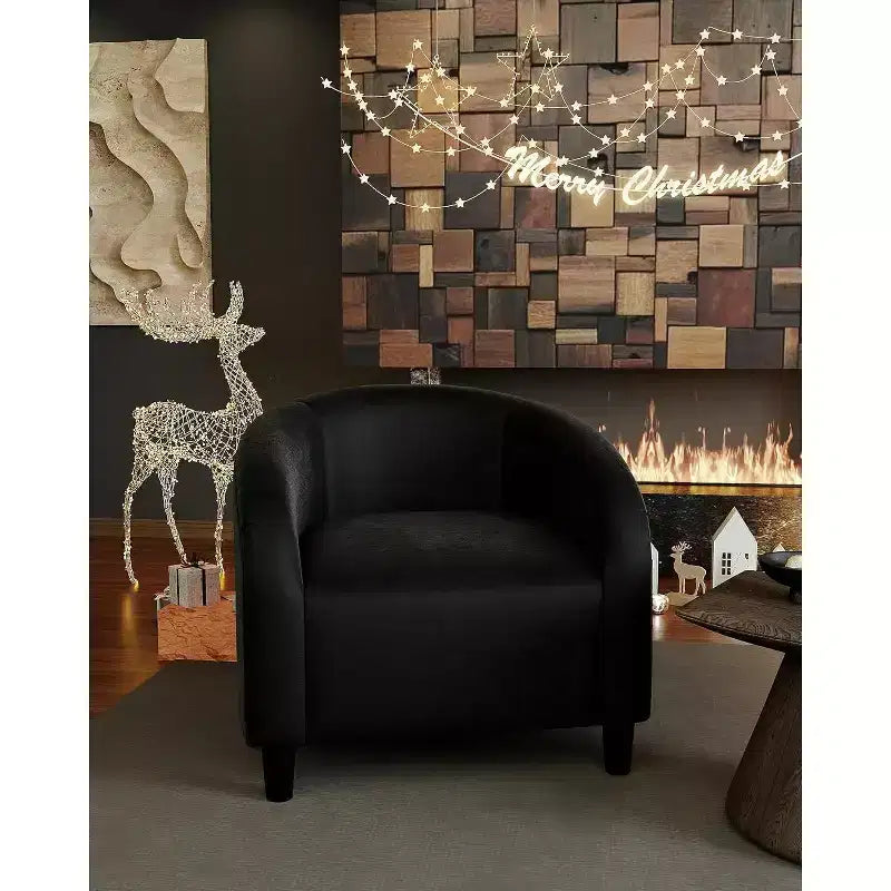 Fauteuil d'appoint en velours, fauteuil club confortable avec accoudoirs, fauteuil crapaud rembourré et moelleux pour salon, chambre, bureau, salle d'attente