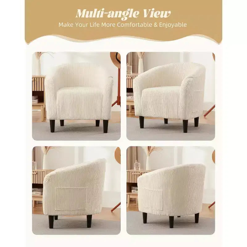 Fauteuil d'appoint en velours, fauteuil club confortable avec accoudoirs, fauteuil crapaud rembourré et moelleux pour salon, chambre, bureau, salle d'attente