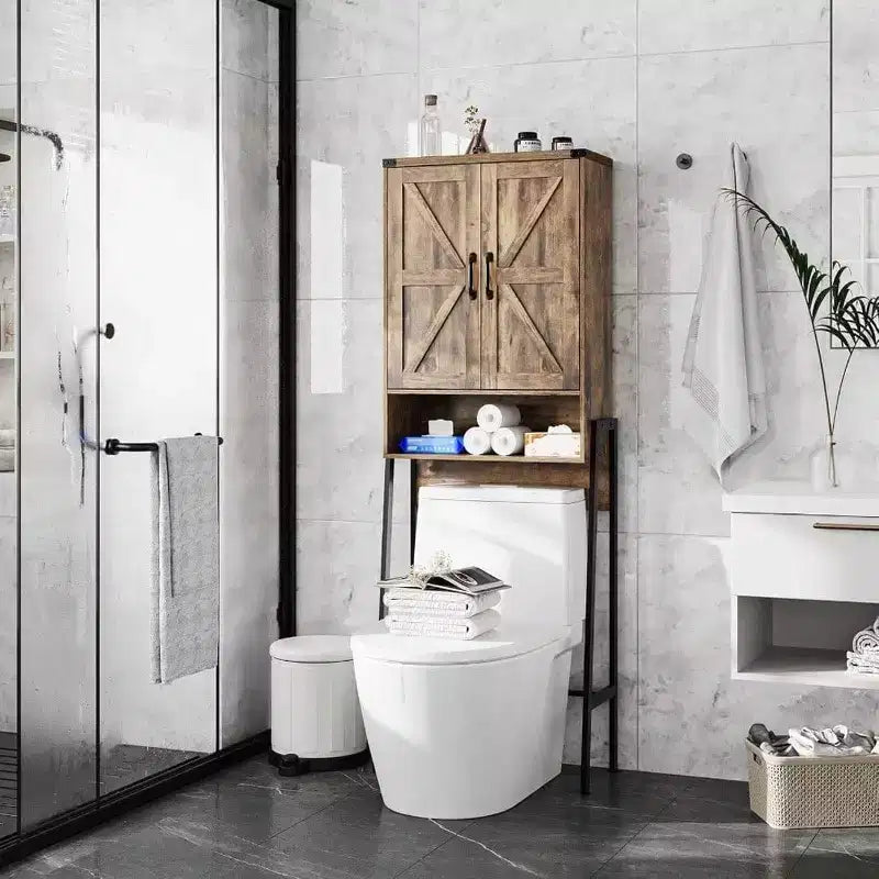 Meuble de rangement pour toilettes avec 2 portes, organisateurs de salle de bain avec dispositif anti-basculement, organisateur de toilettes