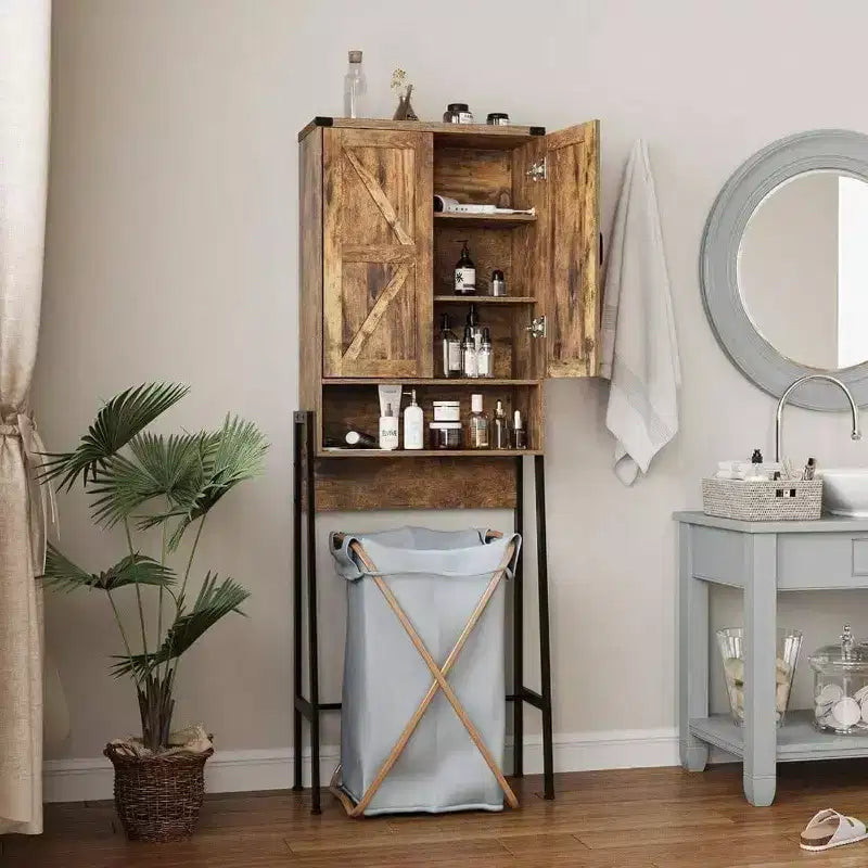 Meuble de rangement pour toilettes avec 2 portes, organisateurs de salle de bain avec dispositif anti-basculement, organisateur de toilettes