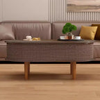 Table Basse Moderne Relevable avec Rangement Caché, Table Centrale Ovale Rustique pour Salon, Table Basse Relevable Gain de Place-Panipeachy