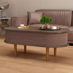 Table Basse Moderne Relevable avec Rangement Caché, Table Centrale Ovale Rustique pour Salon, Table Basse Relevable Gain de Place-Panipeachy