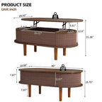 Table Basse Moderne Relevable avec Rangement Caché, Table Centrale Ovale Rustique pour Salon, Table Basse Relevable Gain de Place-Panipeachy