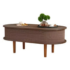 Table Basse Moderne Relevable avec Rangement Caché, Table Centrale Ovale Rustique pour Salon, Table Basse Relevable Gain de Place-Panipeachy