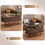 Table Basse Moderne Relevable avec Rangement Caché, Table Centrale Ovale Rustique pour Salon, Table Basse Relevable Gain de Place-Panipeachy