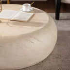 Table Basse Ronde Moderne de 80 cm, Table d'Appoint Effet Pierre, Table d'Extrémité à Bords Lisses pour Salon, Aucun Assemblage Requis - Panipeachy