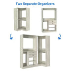 Besiost 71-Ensemble système de penderie autoportante avec tiroirs en bois, Organisateur de penderie d'angle avec tringles de suspension