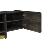 Meuble TV moderne avec tiroir pour téléviseurs de 70 pouces, meuble de rangement TV avec étagères réglables, centre de divertissement avec pieds en métal