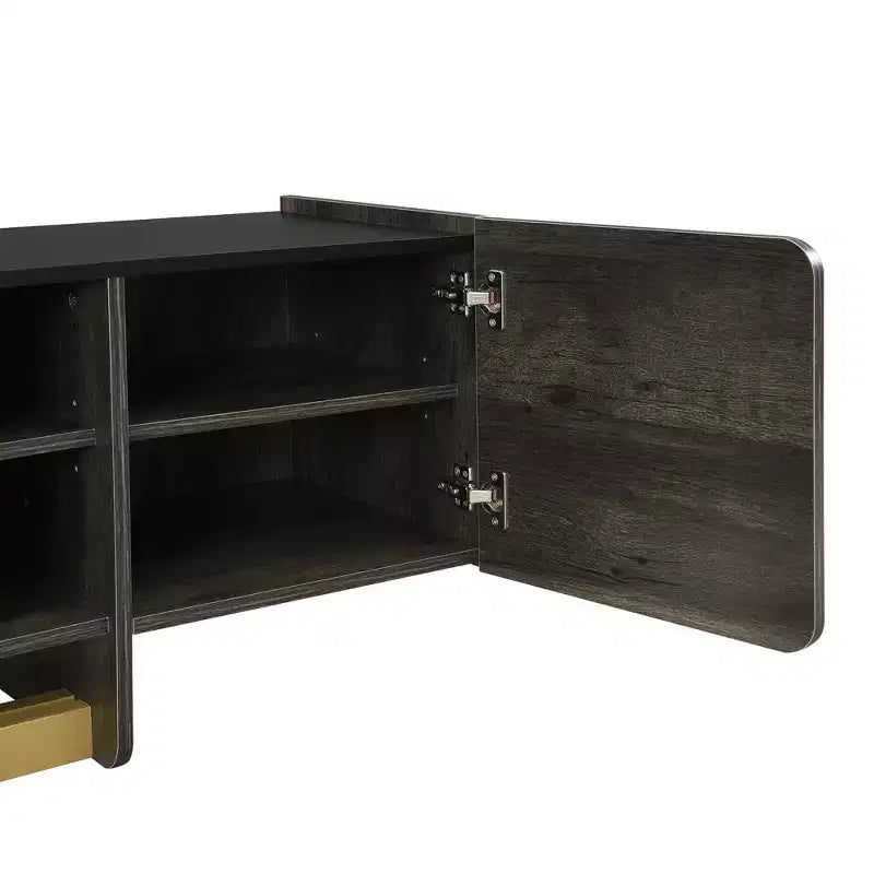 Meuble TV moderne avec tiroir pour téléviseurs de 70 pouces, meuble de rangement TV avec étagères réglables, centre de divertissement avec pieds en métal