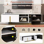 Meuble TV moderne avec tiroir pour téléviseurs de 70 pouces, meuble de rangement TV avec étagères réglables, centre de divertissement avec pieds en métal