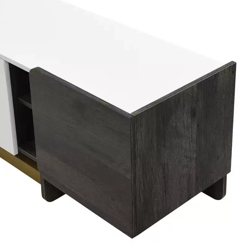 Meuble TV moderne avec tiroir pour téléviseurs de 70 pouces, meuble de rangement TV avec étagères réglables, centre de divertissement avec pieds en métal