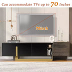 Meuble TV moderne avec tiroir pour téléviseurs de 70 pouces, meuble de rangement TV avec étagères réglables, centre de divertissement avec pieds en métal