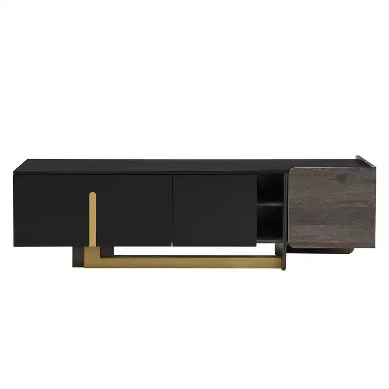 Meuble TV moderne avec tiroir pour téléviseurs de 70 pouces, meuble de rangement TV avec étagères réglables, centre de divertissement avec pieds en métal