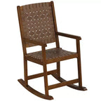 Costway Lot de 2 chaises à bascule avec assise en polyuréthane et cadre en bois d'hévéa, mouvement doux et sûr