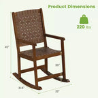 Costway Lot de 2 chaises à bascule avec assise en polyuréthane et cadre en bois d'hévéa, mouvement doux et sûr