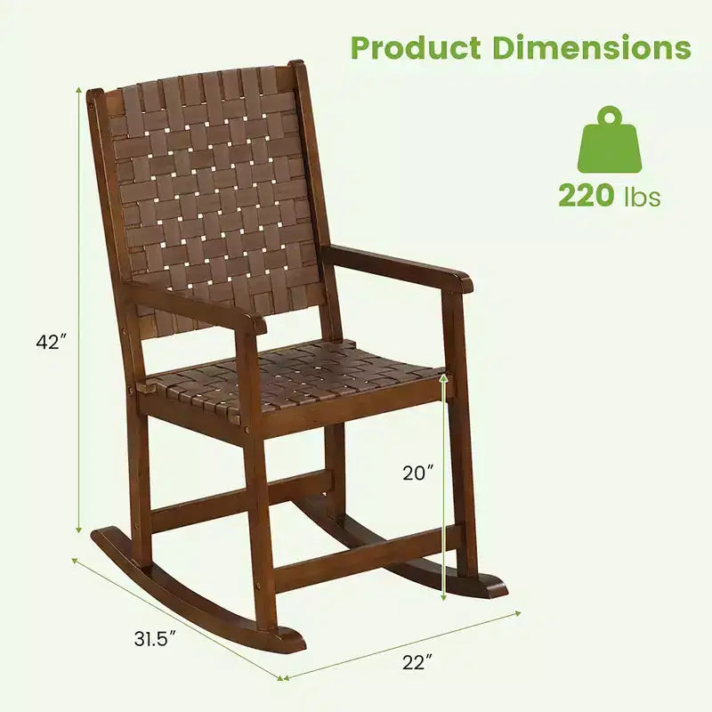 Costway Lot de 2 chaises à bascule avec assise en polyuréthane et cadre en bois d'hévéa, mouvement doux et sûr