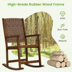 Costway Lot de 2 chaises à bascule avec assise en polyuréthane et cadre en bois d'hévéa, mouvement doux et sûr