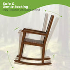 Costway Lot de 2 chaises à bascule avec assise en polyuréthane et cadre en bois d'hévéa, mouvement doux et sûr