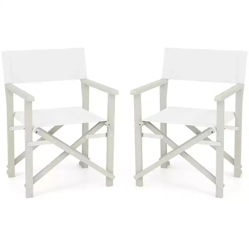 Costway 2PCS Folding Director Chair w/ Acacia Wood Frame & Machine Washable Oxford Fabric