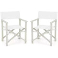 Costway 2PCS Folding Director Chair w/ Acacia Wood Frame & Machine Washable Oxford Fabric