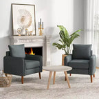 Costway Lot de 2 fauteuils d'appoint modernes rembourrés de style Mid-Century avec pieds en bois d'hévéa