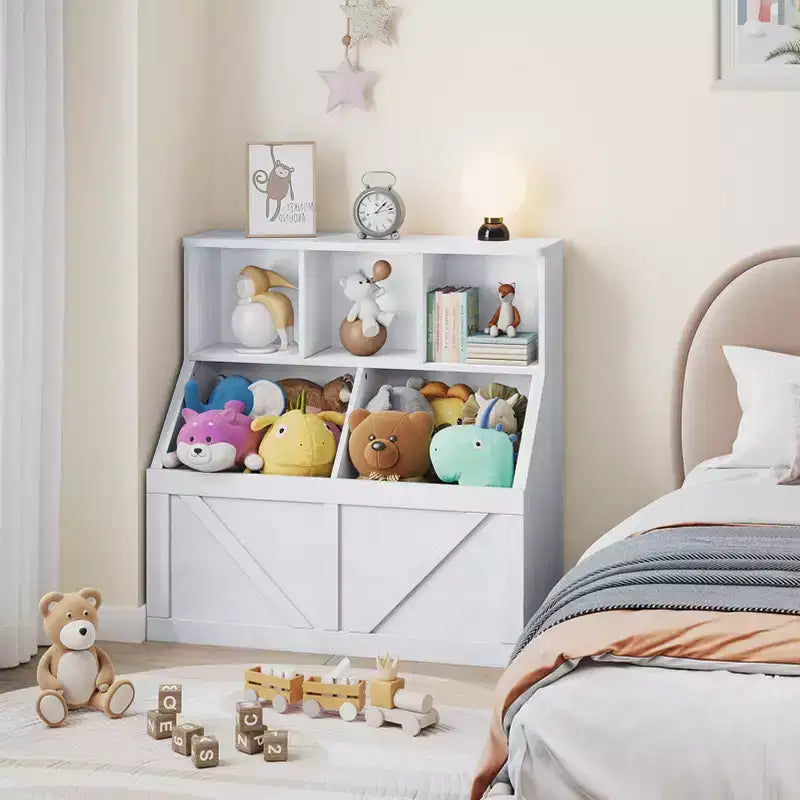 Étagère à Livres et Rangement de Jouets pour Enfants, Organisateur de Rangement de Jouets pour Enfants, Armoire de Rangement de Jouets avec Étagère à Jouets, Organisateur de Jouets et Bacs de Rangement pour Tout-Petits