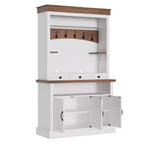 Meuble de bar avec lumière LED, buffet de bar à café de style rustique de 183 cm avec rangement, buffet avec support pour micro-ondes/étagère en verre/6 crochets/3 tiroirs