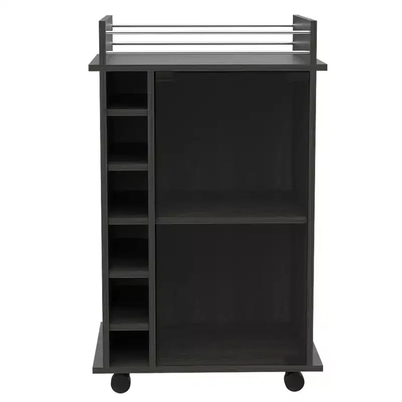 Chariot de bar Homy Casa avec deux étagères et six porte-bouteilles pour salle à manger ou salon, marron