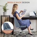 TUYOHW Chaise pivotante croisée à roulettes, chaise de bureau avec hauteur réglable et support lombaire, chaise de jeu sans accoudoirs pour le bureau
