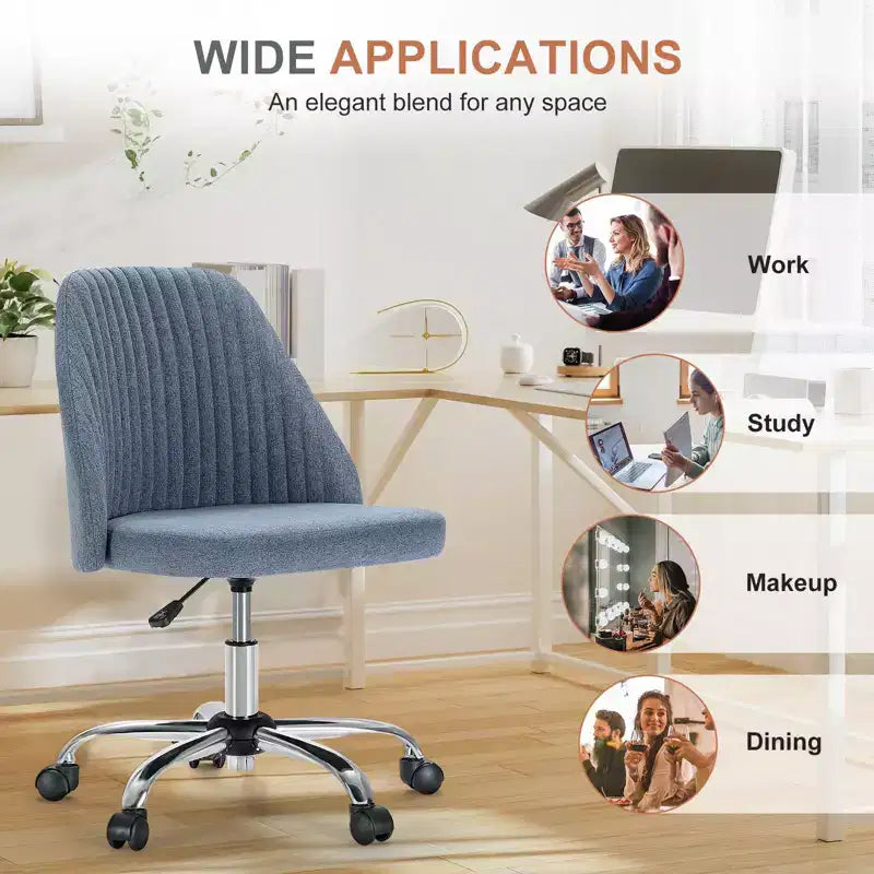 TUYOHW Chaise pivotante croisée à roulettes, chaise de bureau avec hauteur réglable et support lombaire, chaise de jeu sans accoudoirs pour le bureau