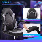 TUYOHW Chaise pivotante en cuir PU à roulettes avec dossier en X et dossier en S, Chaise de bureau avec support lombaire, Chaise de jeu pour le bureau