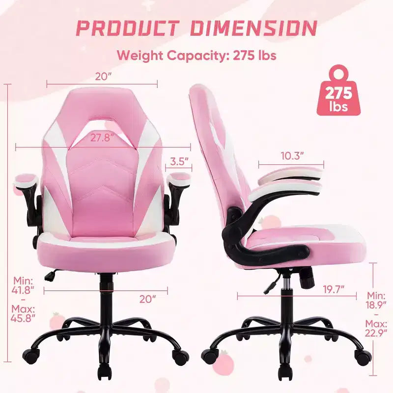TUYOHW Chaise pivotante en cuir PU à roulettes avec dossier en X et dossier en S, Chaise de bureau avec support lombaire, Chaise de jeu pour le bureau