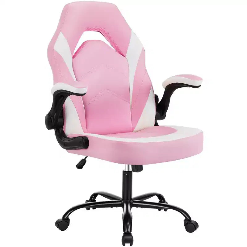 TUYOHW Chaise pivotante en cuir PU à roulettes avec dossier en X et dossier en S, Chaise de bureau avec support lombaire, Chaise de jeu pour le bureau