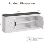 Meuble TV de Ferme pour TV de 70/75 pouces, Meuble TV de 165 cm de long avec 2 Portes et Étagère Ouverte, Consoles TV Rustiques Cannelées