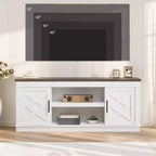 Meuble TV de Ferme pour TV de 70/75 pouces, Meuble TV de 165 cm de long avec 2 Portes et Étagère Ouverte, Consoles TV Rustiques Cannelées