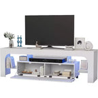 Meuble TV avec lumières LED, meuble TV moderne avec 2 tiroirs et étagère ouverte, console de rangement pour téléviseurs jusqu'à 70 pouces pour salon