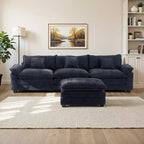 Canapé modulable en forme de L EHMKNP 112, canapé moelleux et confortable avec pouf mobile, coussins d'assise profonds pour salon