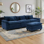 Canapé modulable en forme de L EHMKNP 112, canapé moelleux et confortable avec pouf mobile, coussins d'assise profonds pour salon