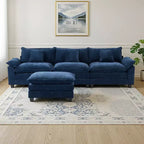 Canapé modulable en forme de L EHMKNP 112, canapé moelleux et confortable avec pouf mobile, coussins d'assise profonds pour salon