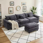 Canapé modulable en forme de L EHMKNP 112, canapé moelleux et confortable avec pouf mobile, coussins d'assise profonds pour salon