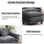 Canapé modulable en forme de L EHMKNP 112, canapé moelleux et confortable avec pouf mobile, coussins d'assise profonds pour salon