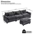 Canapé modulable en forme de L EHMKNP 112, canapé moelleux et confortable avec pouf mobile, coussins d'assise profonds pour salon
