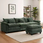 Canapé modulable en forme de L EHMKNP 112, canapé moelleux et confortable avec pouf mobile, coussins d'assise profonds pour salon