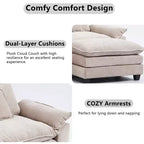 Canapé modulable en forme de L EHMKNP 112, canapé moelleux et confortable avec pouf mobile, coussins d'assise profonds pour salon