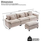 Canapé modulable en forme de L EHMKNP 112, canapé moelleux et confortable avec pouf mobile, coussins d'assise profonds pour salon