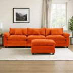 Canapé modulable en forme de L EHMKNP 112, canapé moelleux et confortable avec pouf mobile, coussins d'assise profonds pour salon