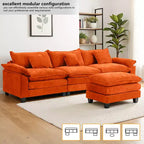 Canapé modulable en forme de L EHMKNP 112, canapé moelleux et confortable avec pouf mobile, coussins d'assise profonds pour salon
