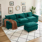 Canapé modulable en forme de L EHMKNP 112, canapé moelleux et confortable avec pouf mobile, coussins d'assise profonds pour salon