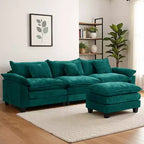 Canapé modulable en forme de L EHMKNP 112, canapé moelleux et confortable avec pouf mobile, coussins d'assise profonds pour salon