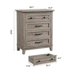 Commode à 4 tiroirs, meuble de rangement en bois autoportant de 88,4 cm de haut avec grande capacité de rangement - Organisateur peu encombrant pour chambre, salon et placard